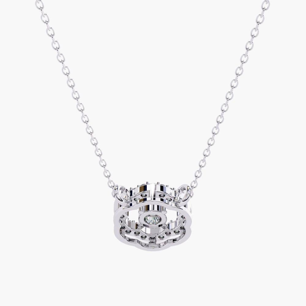 0,30 Ctw Minimalistischer runder Diamant-Blumenanhänger 14K Gold im Zustand „Neu“ im Angebot in New York, NY