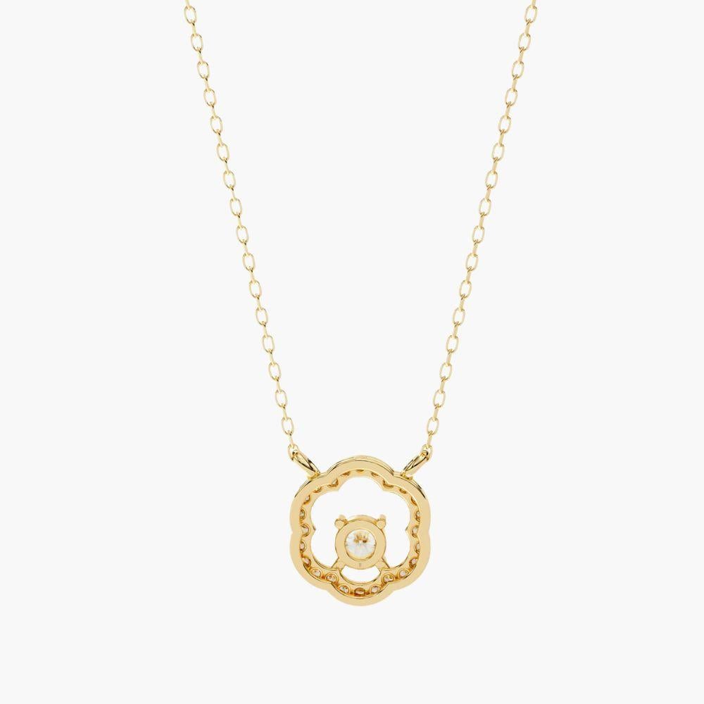 0,30 Ctw Minimalistischer runder Diamant-Blumenanhänger 14K Gold im Angebot 2