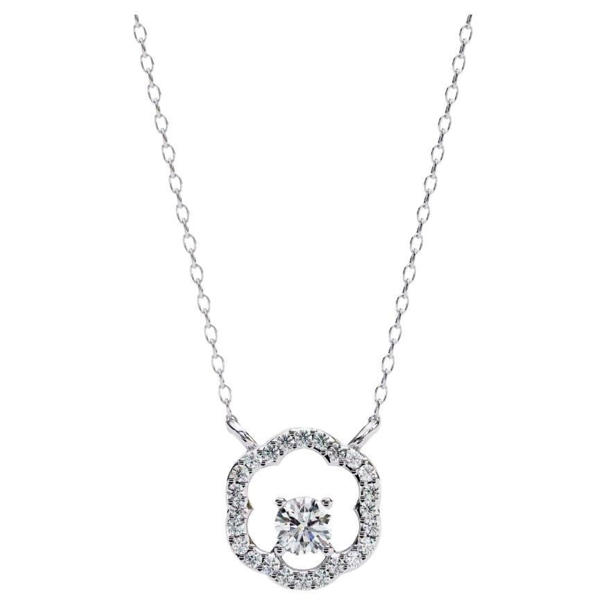 0,30 Ctw Minimalistischer runder Diamant-Blumenanhänger 14K Gold