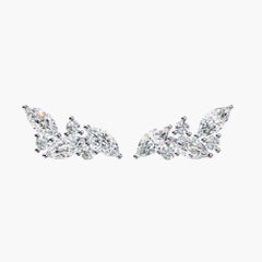 0.30 Ctw Round & Oval Diamond Cluster Earrings 14K Gold