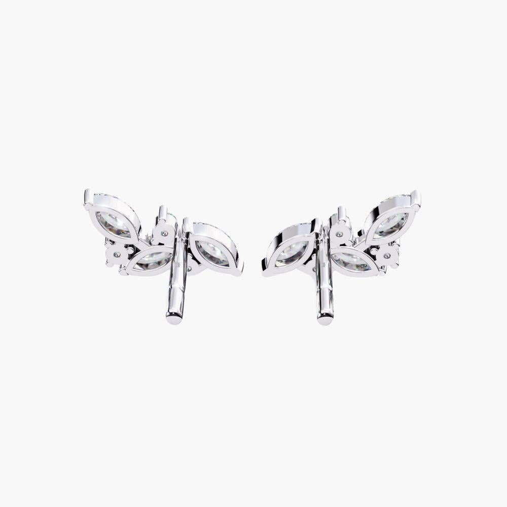 Contemporary 0.30 Ctw Round & Oval Diamond Cluster Earrings 14K Gold For Sale