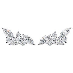 0.30 Ctw Round & Oval Diamond Cluster Earrings 14K Gold