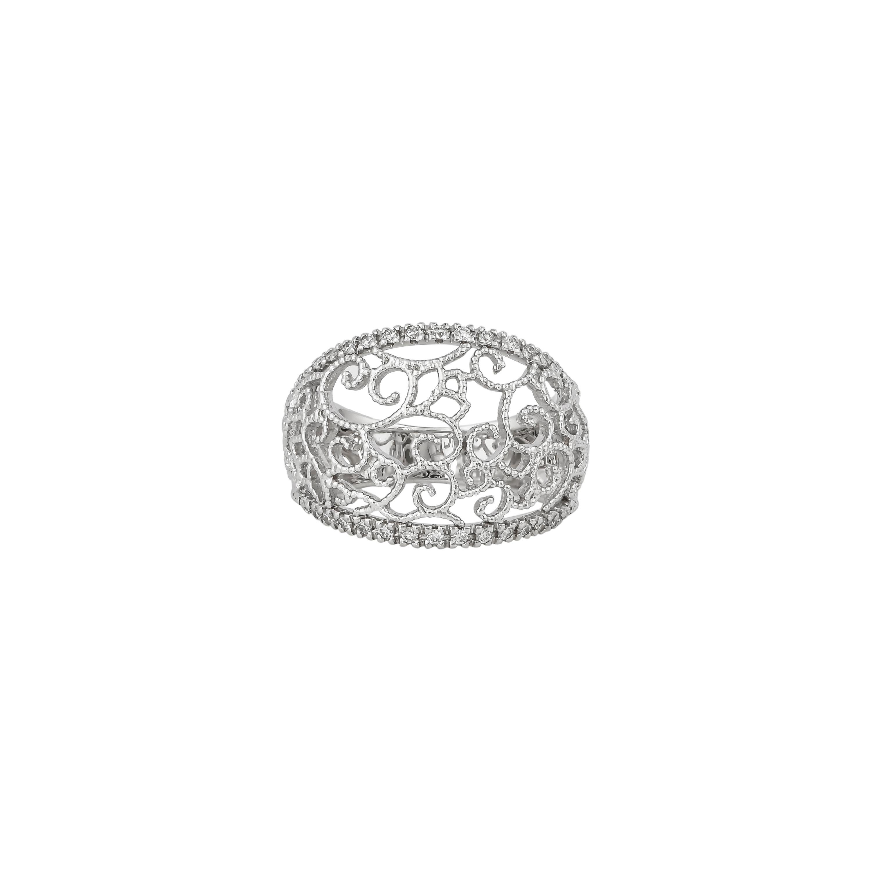 Sunita Nahata Diamant 0,30ct. Cocktail- und ausgefallener Ring aus 18 Karat Weißgold. (Rundschliff) im Angebot