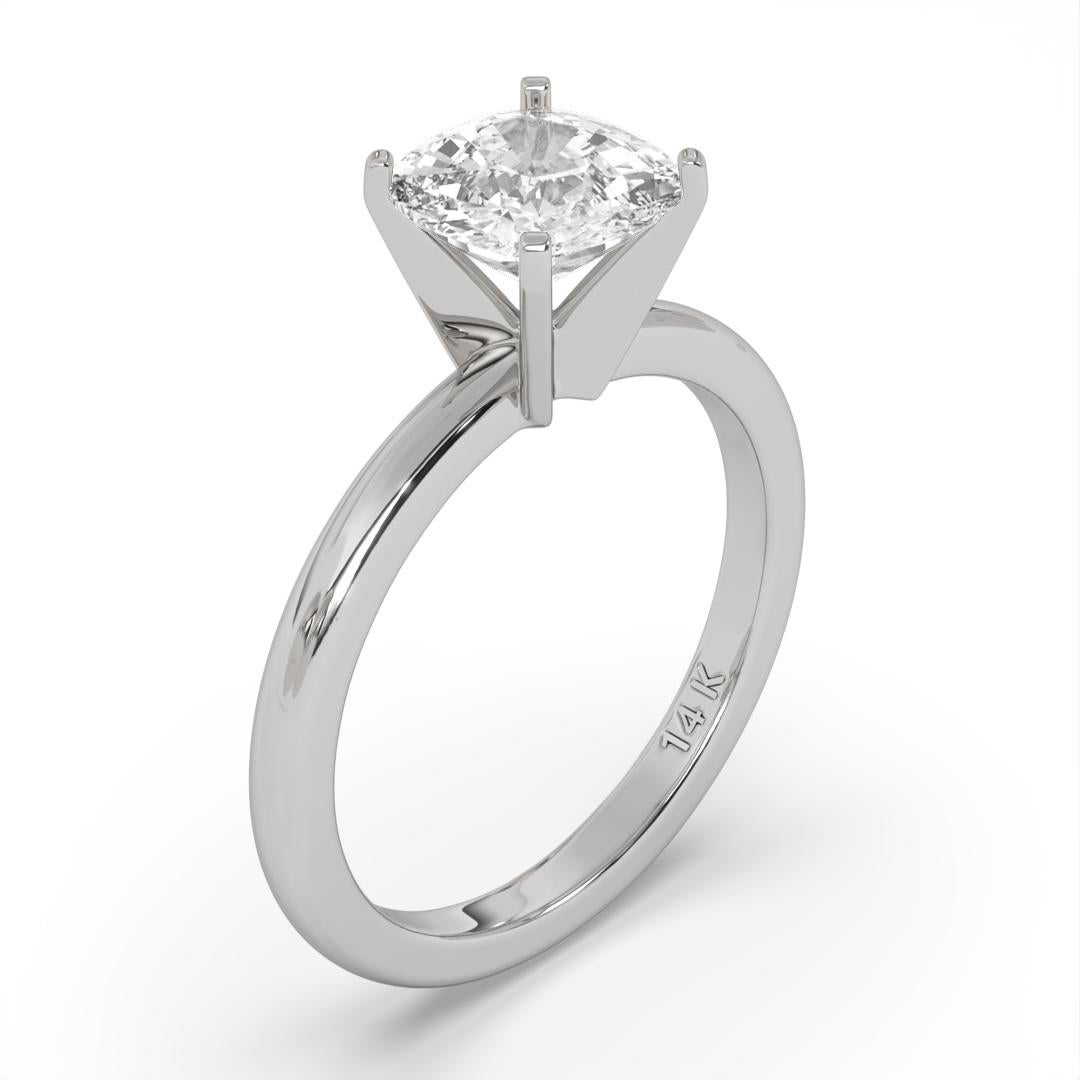 0.30CT Cushion Cut Solitaire GH Color SI Clarity Natural Diamond Wedding Ring  Pour femmes en vente