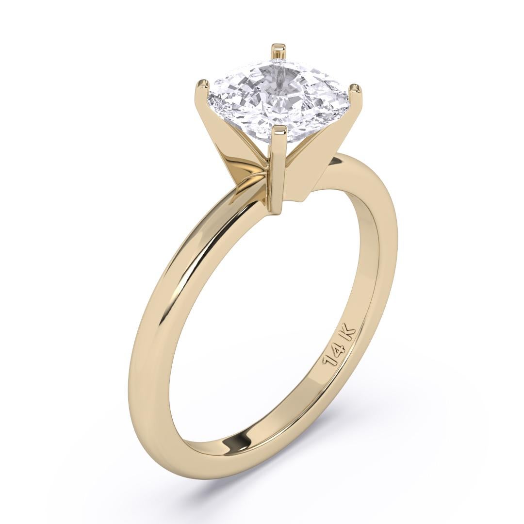 0.30CT Cushion Cut Solitaire GH Color SI Clarity Natural Diamond Wedding Ring  en vente 2