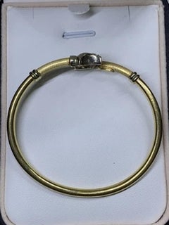 0.30ct Diamond Moon Chunky Bangle Bracelet 18ct Yellow Gold 6 Inches 9.0g