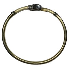 0.30ct Diamond Moon Chunky Bangle Bracelet 18ct Yellow Gold 6 Inches 9.0g