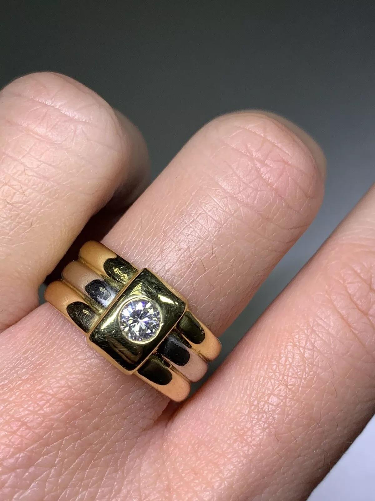 0.30ct Diamond Solitaire Russian Style Tricolour Engagement Ring 18ct Gold 9.3g In New Condition For Sale In London, GB