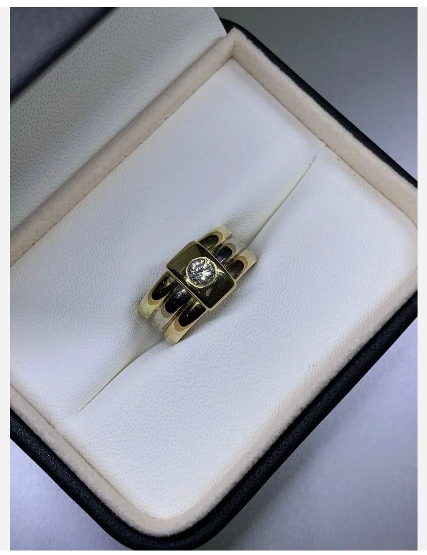 Round Cut 0.30ct Diamond Solitaire Russian Style Tricolour Engagement Ring 18ct Gold 9.3g For Sale