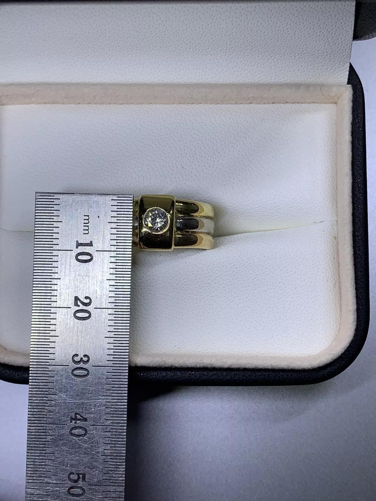 Women's or Men's 0.30ct Diamond Solitaire Russian Style Tricolour Engagement Ring 18ct Gold 9.3g For Sale