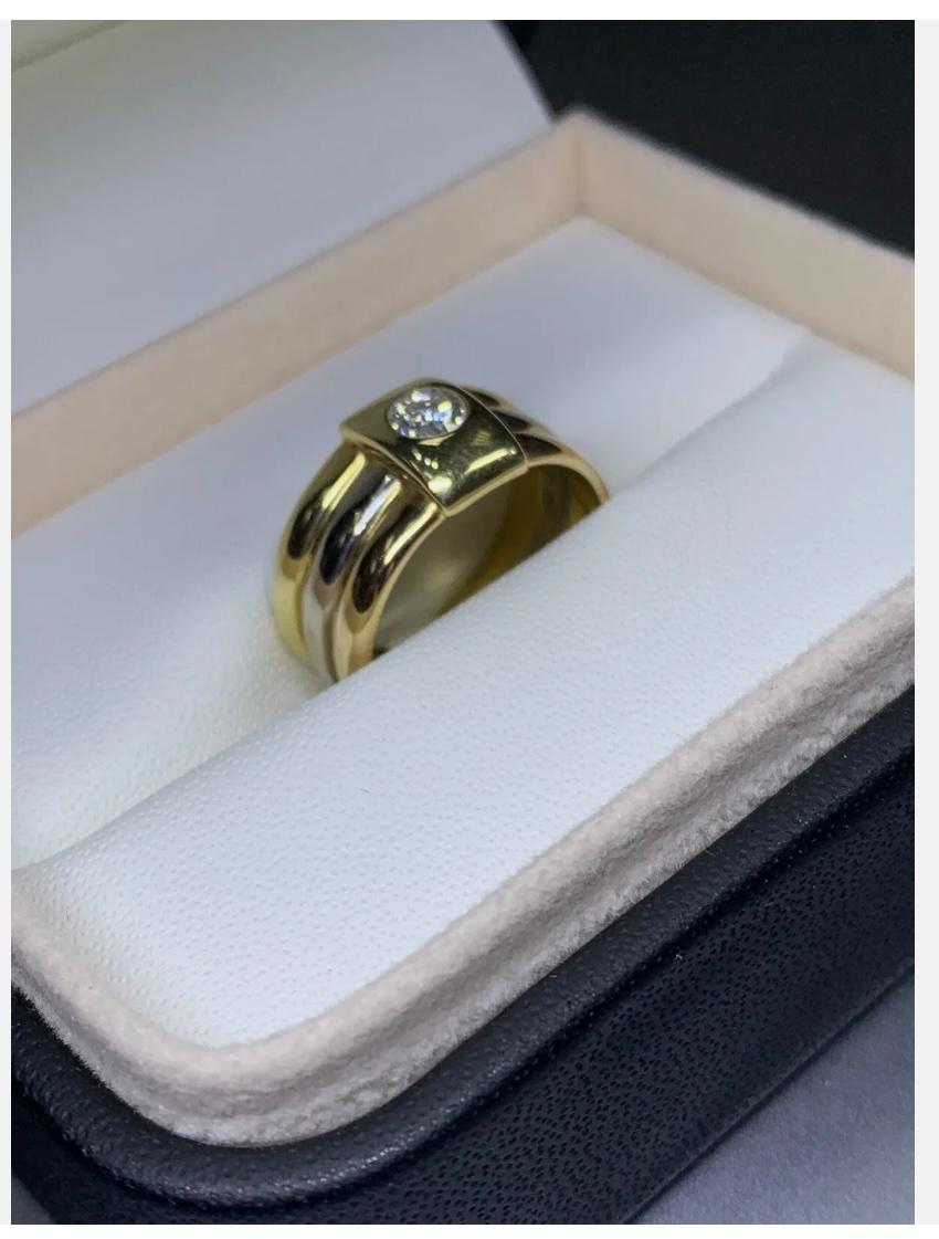 Women's 0.30ct Diamond Solitaire Russian Style Tricolour Engagement Ring 18ct Gold 9.3g For Sale