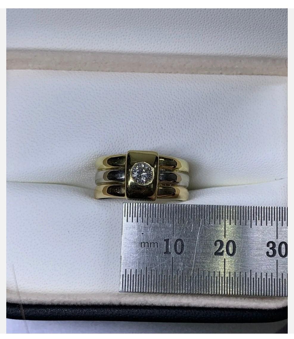 0.30ct Diamond Solitaire Russian Style Tricolour Engagement Ring 18ct Gold 9.3g For Sale 2