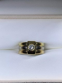 0.30ct Diamond Solitaire Russian Style Tricolour Engagement Ring 18ct Gold 9.3g