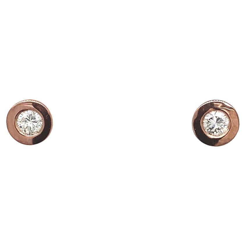0.30ct Diamond Studs Earrings in Rubover Setting in 18ct Rose Gold For Sale
