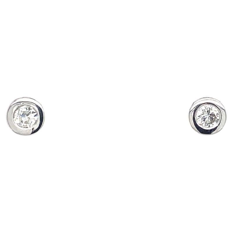 0.30ct Diamond Studs Earrings in Rubover Setting in 18ct White Gold For Sale