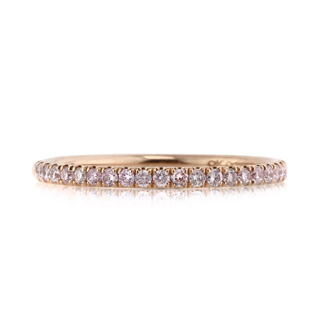 0.30ct Fancy Pink Round Brilliant Cut Diamond Wedding Band For Sale