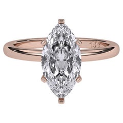 Bague de mariage solitaire taille marquise GH couleur SI pureté diamant naturel 0.30 carat 