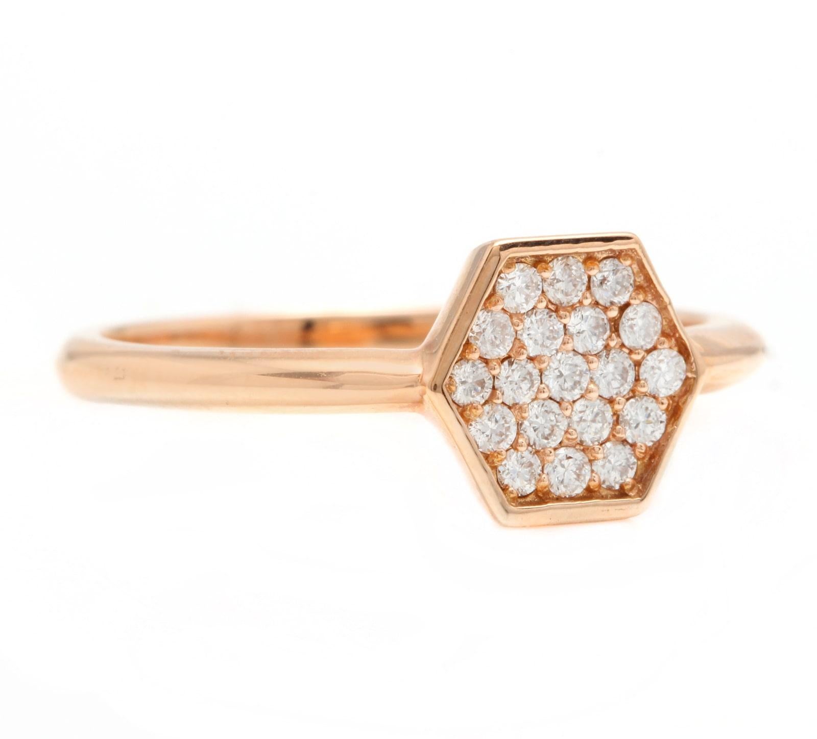 Splendid 0.30 Carats Natural Diamond 14K Solid Rose Gold Ring

Suggested Replacement Value: Approx. $1,500.00

Stamped: 14K

Total Natural Round Cut Diamonds Weight: Approx. 0.30 Carats (color G-H / Clarity SI1-SI2)

The width of the ring is: