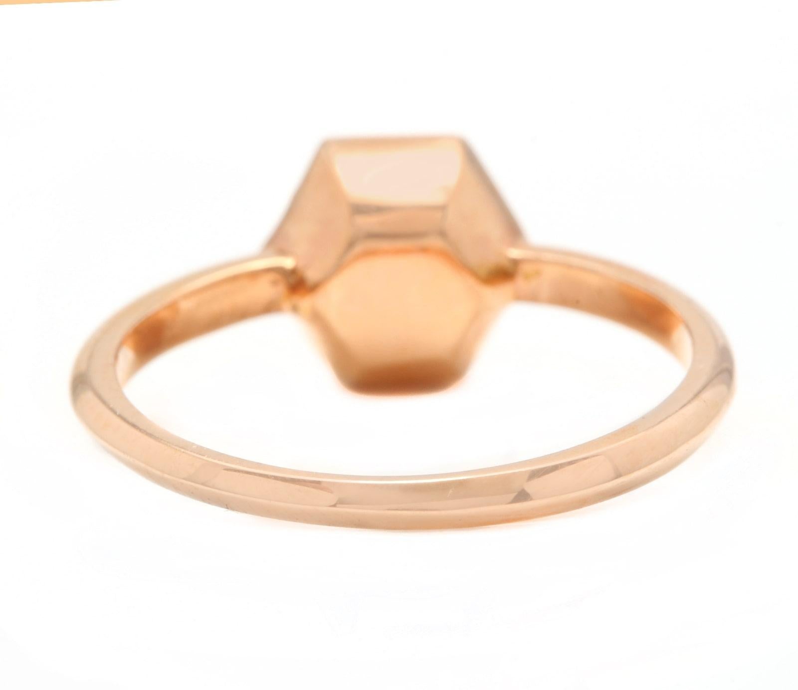Taille ronde Anneau en or rose massif 14 carats avec diamants naturels de 0,30 carat en vente