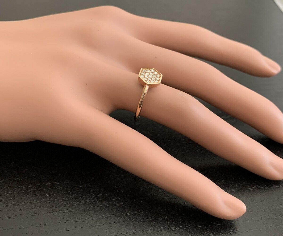 Round Cut 0.30 Carat Natural Diamond 14 Karat Solid Rose Gold Band Ring For Sale