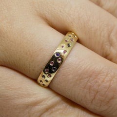 0,30 Karat Rosa & Blauer Saphir Sternzeichen-Wolkenring aus 14 Karat Gelbgold