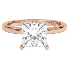 0.30CT Princess Cut Solitaire GH Color SI Clarity Natural Diamond Wedding Ring 