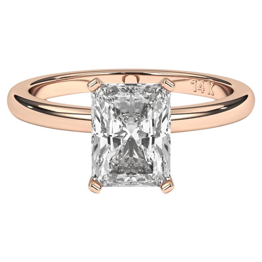 Anello nuziale di diamanti naturali con taglio radiante da 0,30 carati, colore GH, purezza I1.