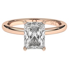 Anello nuziale di diamanti naturali con taglio radiante da 0,30 carati, colore GH, purezza I1.