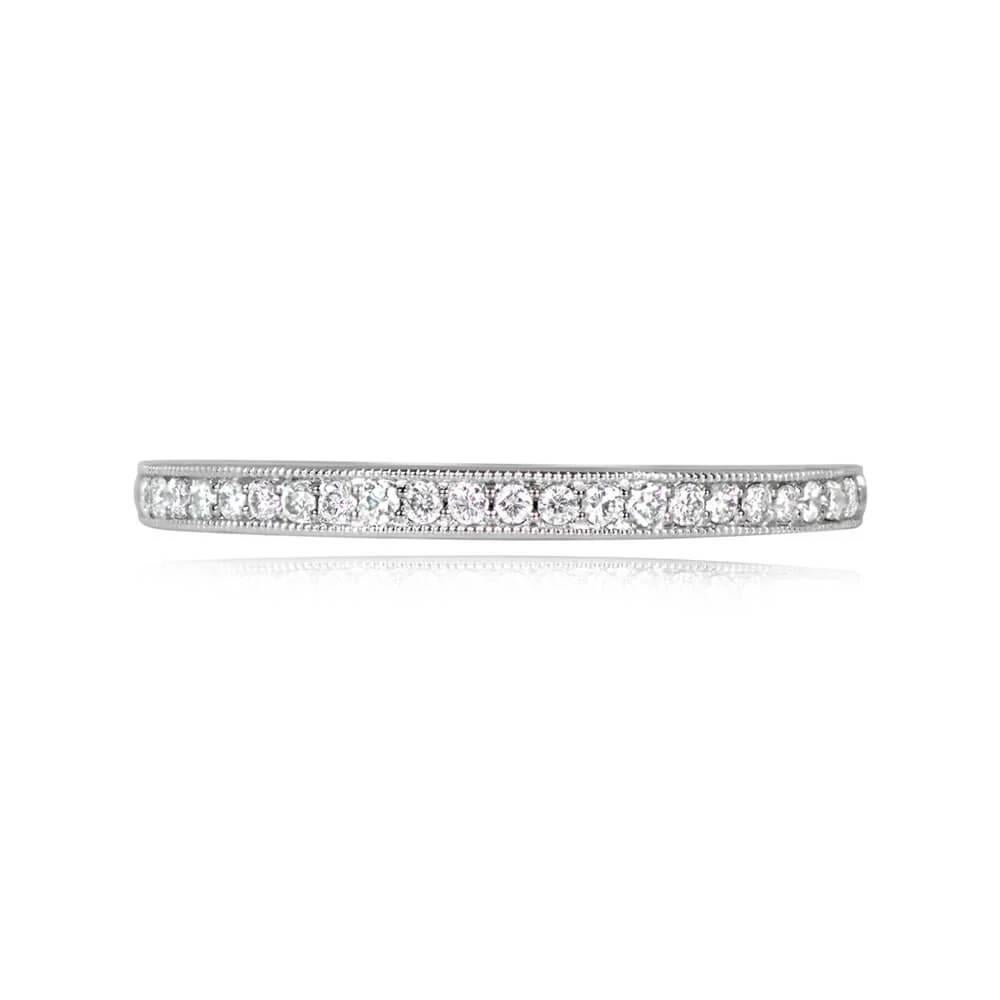 A stunning platinum eternity band showcasing pave-set round brilliant-cut diamonds with a total weight of 0.30 carats. The band is handcrafted with a width of 1.8mm.

Ring Size: 6.5 US, Resizable
Metal: Platinum
Stone: Diamond
Stone Cut: Round