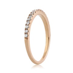 0.30ct Diamant rond taillé en brillant Micropave Alliance en or rose 14k