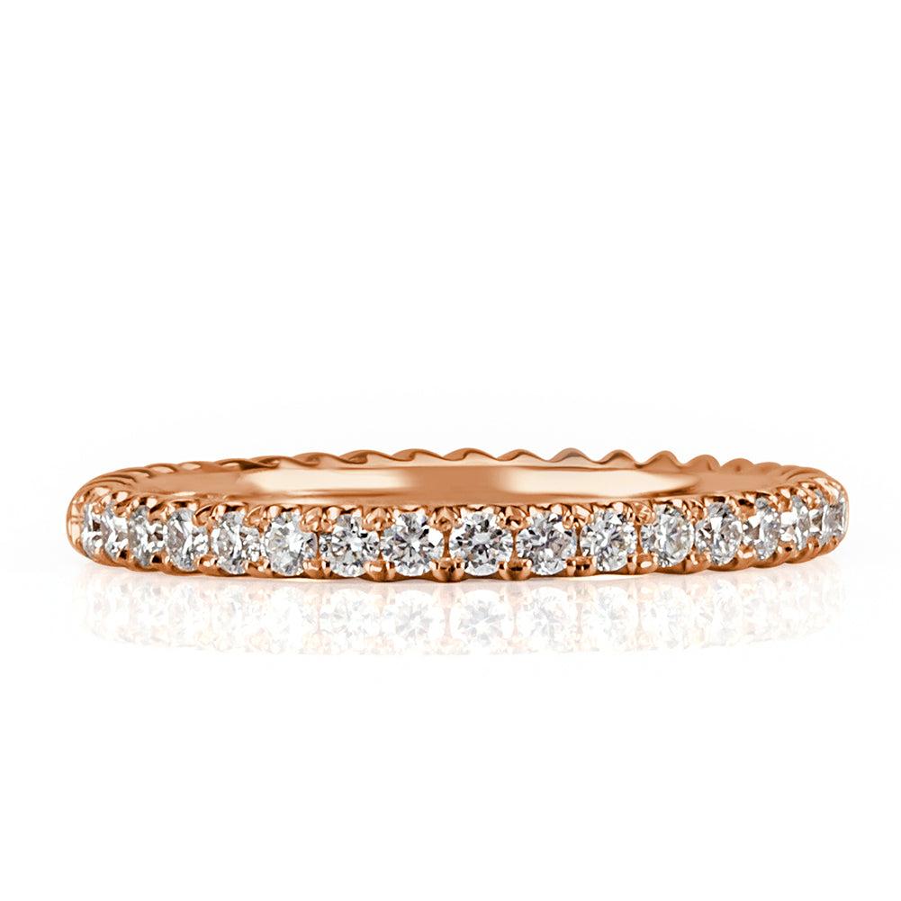 0.30ct Round Brilliant Cut Diamond Twisted Rope Wedding Band in 18k Rose Gold For Sale