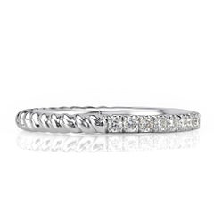 0.30ct Round Brilliant Cut Diamond Twisted Rope Wedding Band in 18k White Gold