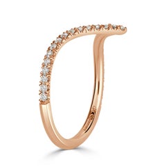 0,30 ct Diamante redondo talla brillante V Anillo en oro rosa de 18k