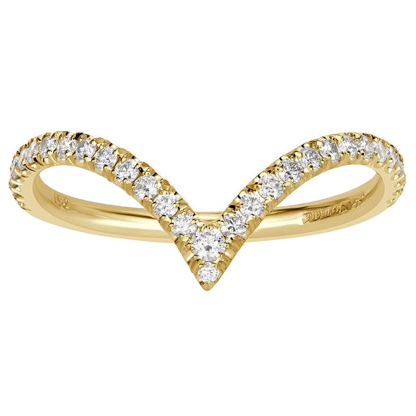 0.30ct Round Brilliant Cut Diamond V Band in 18k Yellow Gold