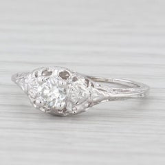 0.30ct Round Diamond Solitaire Engagement Ring 18k White Gold Filigree Size 4.75