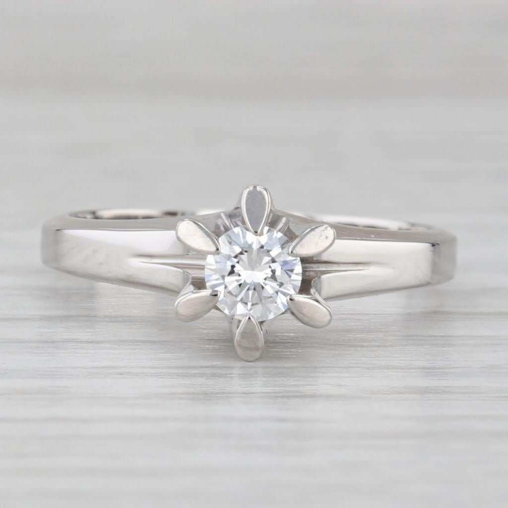 0.30ct Round Diamond Solitaire Engagement Ring 900 Platinum Size 7 COA Japan In Good Condition For Sale In McLeansville, NC