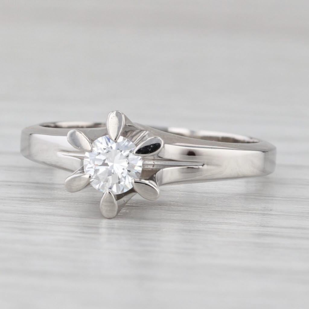 0.30ct Round Diamond Solitaire Engagement Ring 900 Platinum Size 7 COA Japan For Sale 1