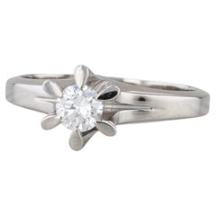 0.30ct Round Diamond Solitaire Engagement Ring 900 Platinum Size 7 COA Japan