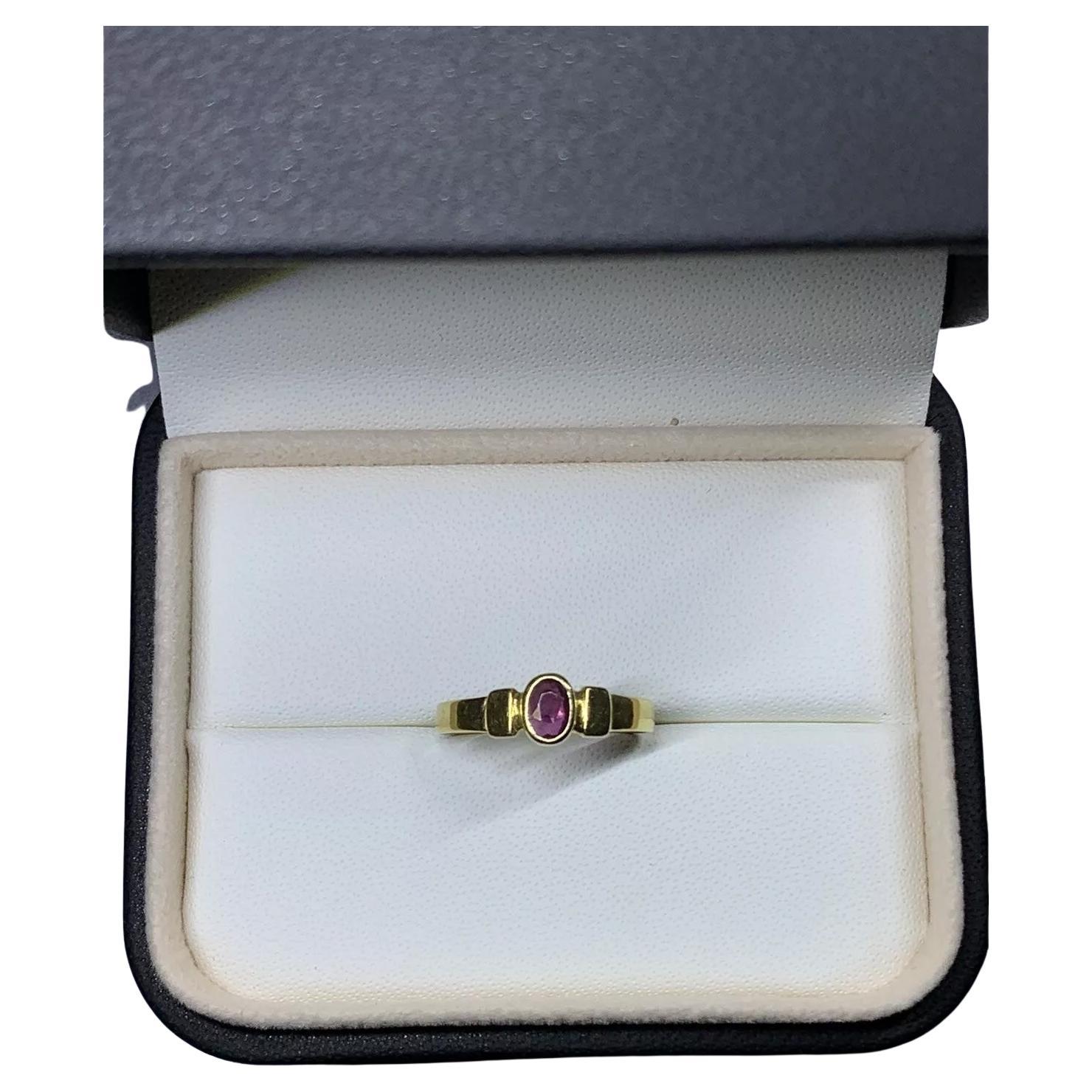 0.30ct Ruby Antique trilogy Engagement Ring 18ct Yellow Gold
