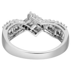 0.30Cttw Baguette & 0.35Cttw Round Diamond Ladies Ring 14K White Gold Size 7.75