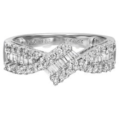 0.30Cttw Baguette & 0.35Cttw Round Diamond Ladies Ring 14K White Gold Size 7.75
