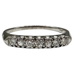 0.30ctw 7 Stone Natural Diamond Ring 14K White Gold Size 9