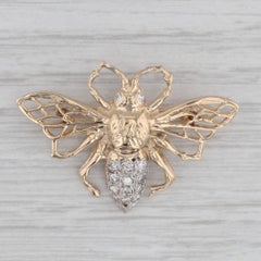 0.30ctw Diamond Bee Pin 14k Yellow White Gold Insect Brooch
