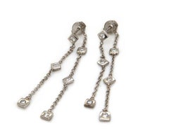 0.30ctw Diamond Bezel Set Double Strand Square Shaped Dangle Earrings in 14K