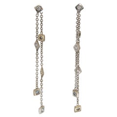 0.30ctw Diamond Bezel Set Double Strand Square Shaped Dangle Earrings in 14K