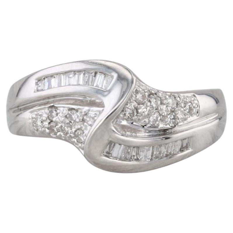 0.30ctw Diamond Bypass Ring 14k White Gold Size 7
