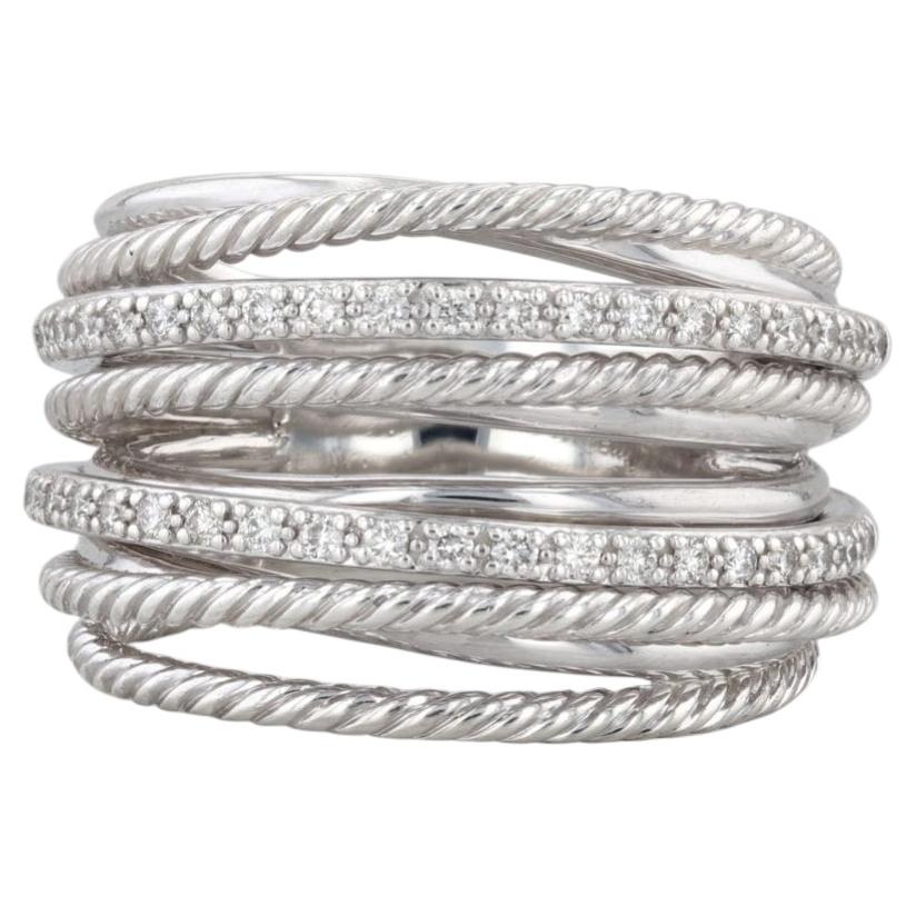 0.30ctw Diamond David Yurman Crossover Ring Sterling Silver Multi-Band Size 9.25
