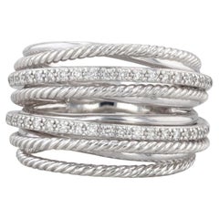 0,30 ct Diamant, David Yurman Crossover-Ring, Sterlingsilber, mehrreihig, Größe 9,25