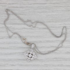 0.30ctw Diamond Flower Cluster Pendant Necklace 14k Gold 17.75" Cable Chain