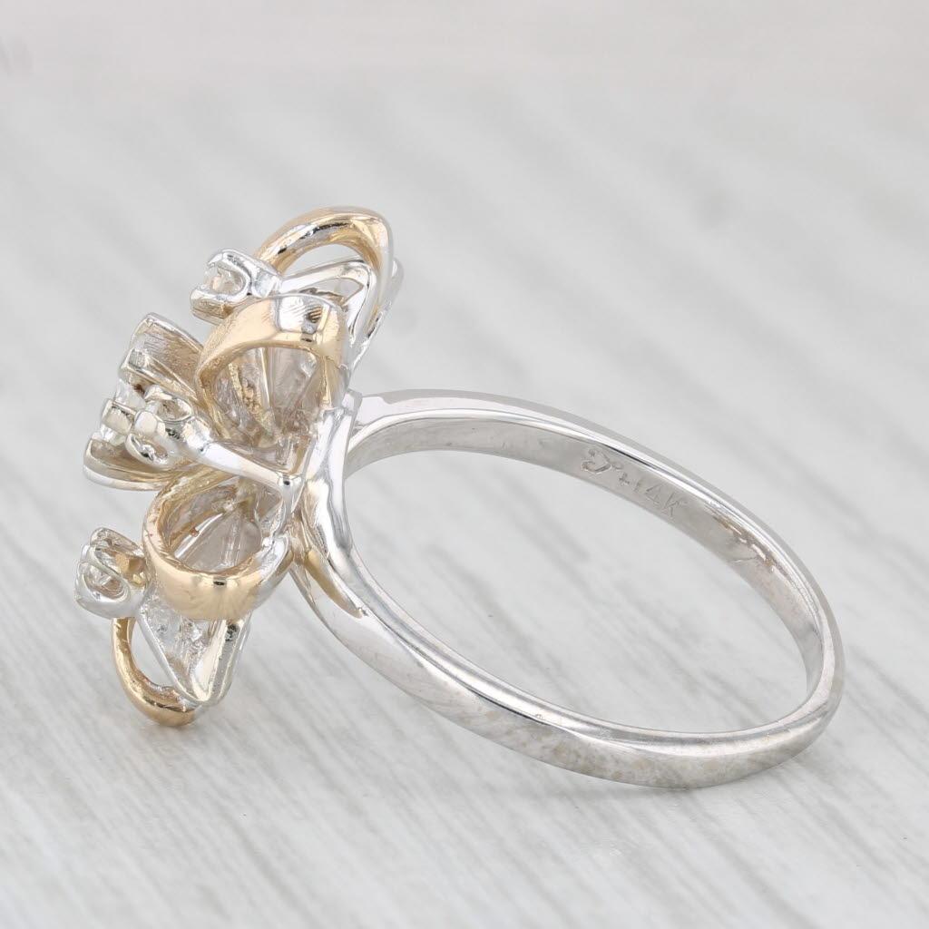 0.30ctw Diamond Flower Cluster Ring 14k Yellow White Gold Size 7 Cocktail In Good Condition For Sale In McLeansville, NC